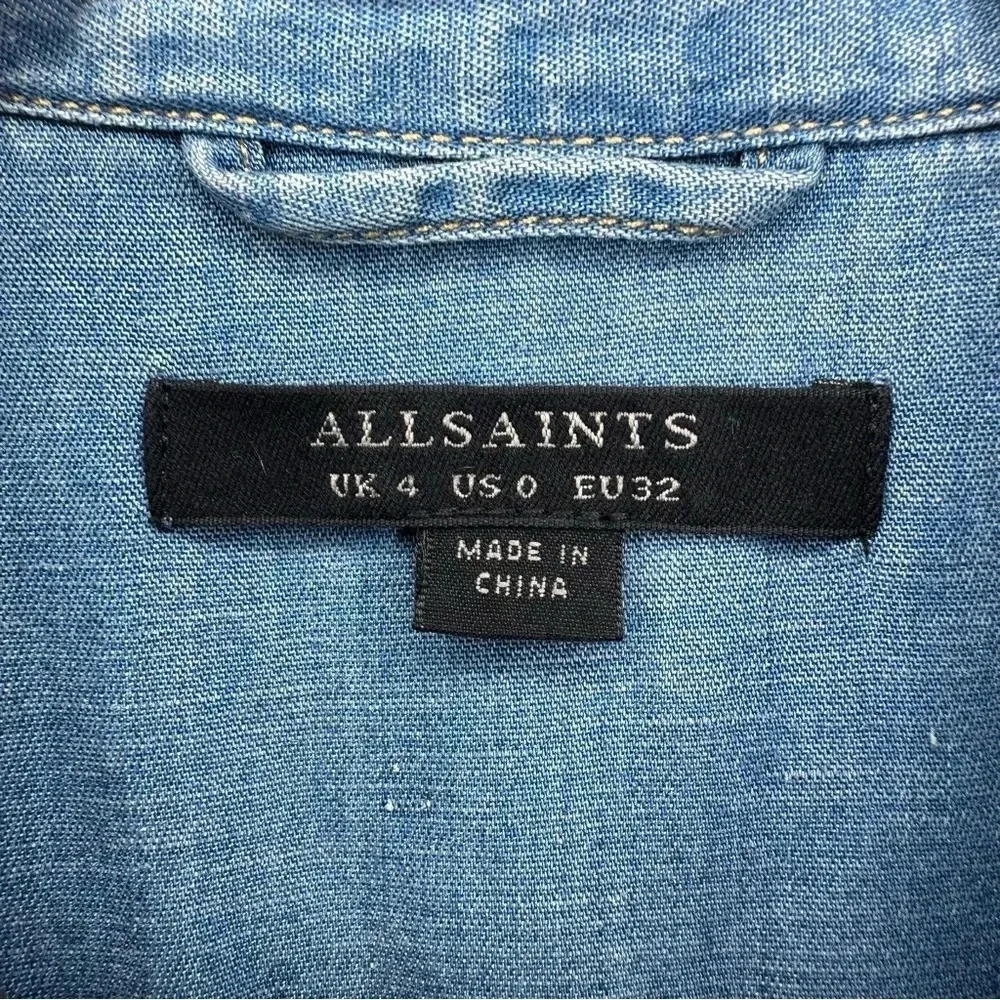 ALLSAINTS Chambray Calla Bay Linen Blend Shirt Dress Size 0 - Picture 9 of 11